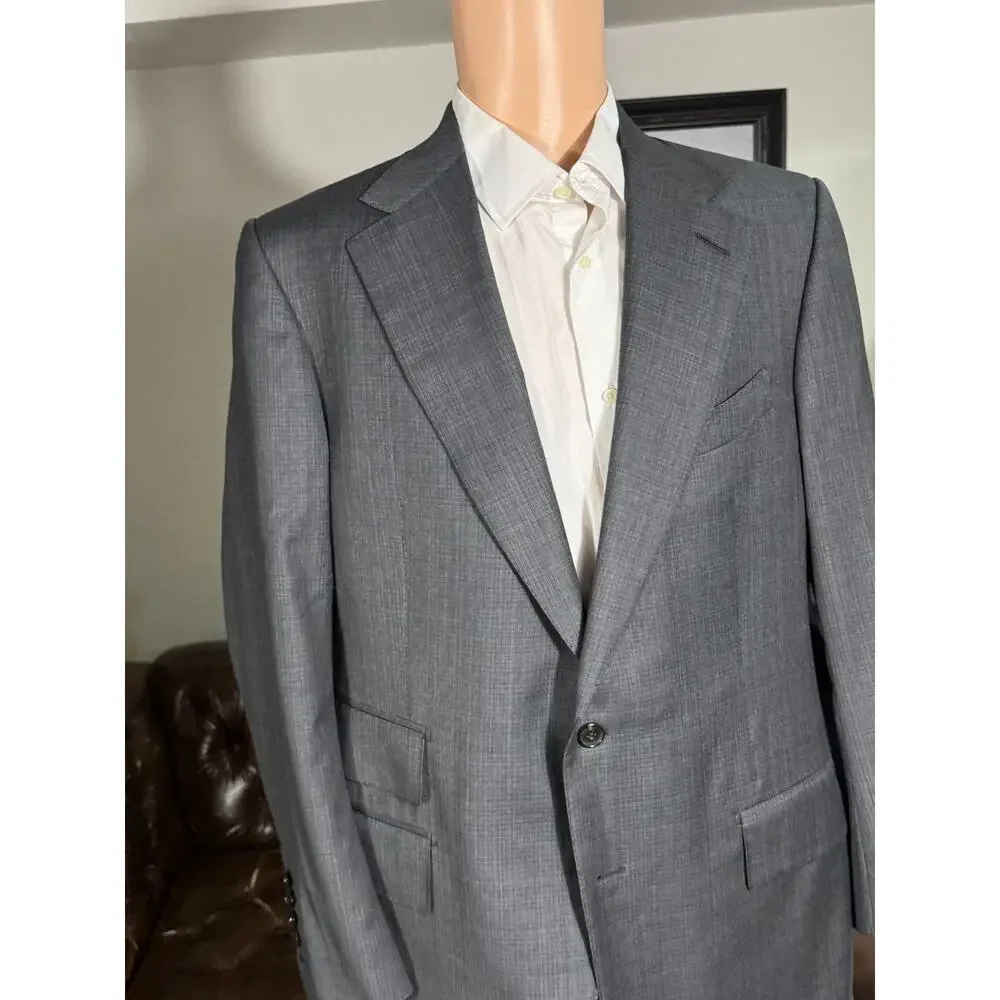 Tom Ford Gray Checked 2Pc Wool Suit 54EU 44R US Men's 36x30 trousers
